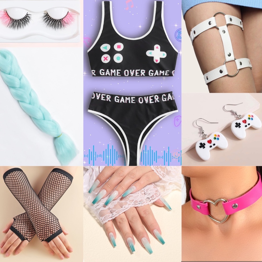 LAST ONE Gamer Girl Full Rave Outfit - Picture 1 of 9